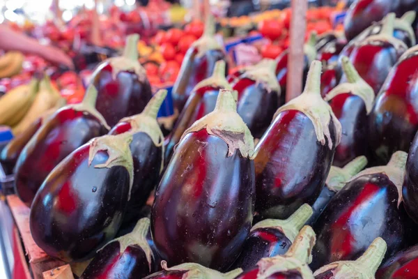 Eggplants Koop Een Markt Ballaro Palermo Sicilië — Stockfoto