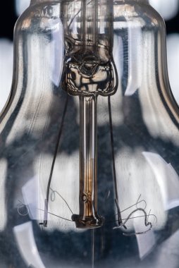 Yanmış eski bir ampul. Yakın plan.