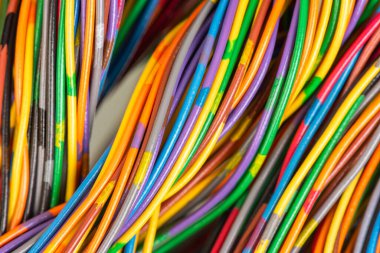 Elektrik kabloları ve tellerin closeup