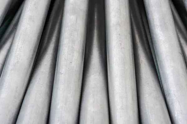 Pipeline steel tubes, industry material, close-up