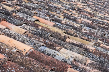 Roof with a old terracotta clay tiles Italy, Europe
