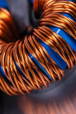 Elektrik Transformatörünün Makro Görünümü Bakır Bobin Kapanışı