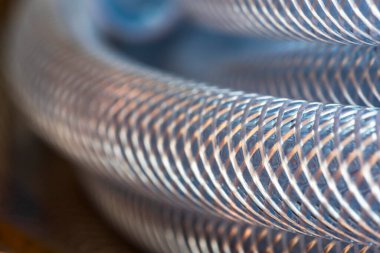 Yumuşak PVC örgü şeffaf sıkıştırıcı hortum borusu, makro görünüm
