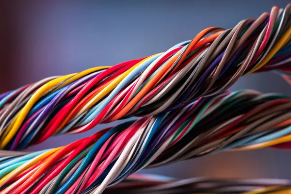 Renkli elektrik kablosu ve kablo yakın plan