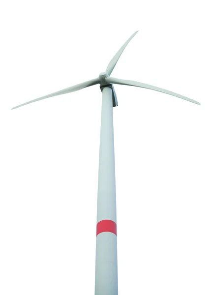 Windturbine Geïsoleerd Witte Achtergrond Met Pad Stockafbeelding