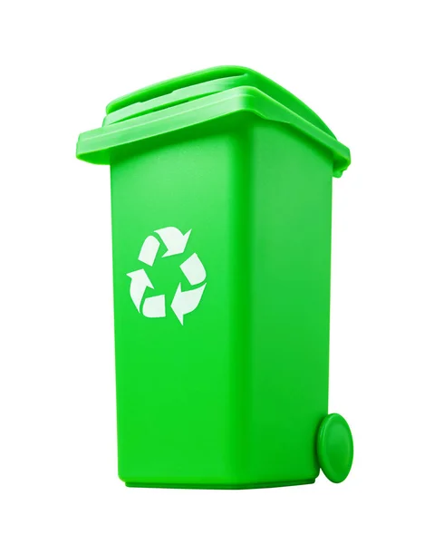 Green Trash Can White Background Path Garbage Sorting Concept Stock Photo