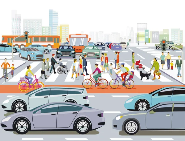 Voiture Carrefour Des Embouteillages Illustration — Image vectorielle