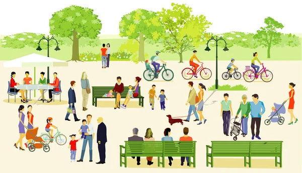 Recreatie Het Park Met Families Andere Mensen Illustratie — Stockfoto