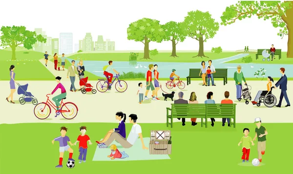 Erholung Park Mit Menschen Illustration — Stockfoto