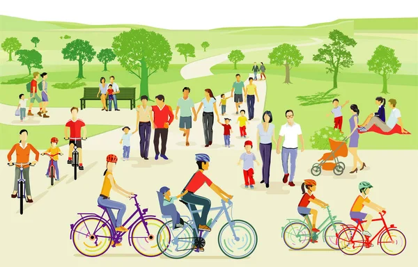 Families People Leisure Park Illustration — ストック写真