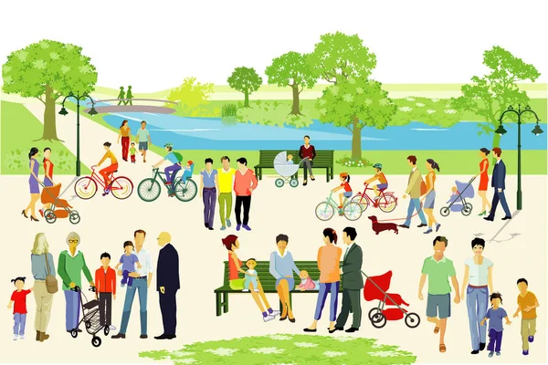 Recreatie Het Park Met Mensen Illustratie — Stockfoto