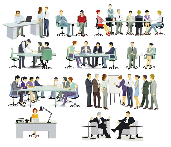 Team Consulting Business Meeting Illustration — Stock Vector