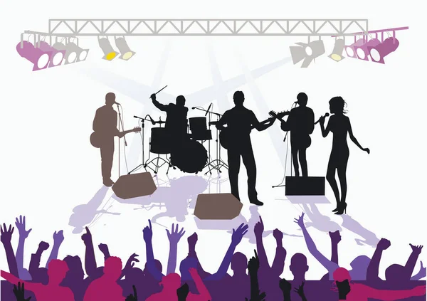 Music Group Stage Illustration — Stock Vector