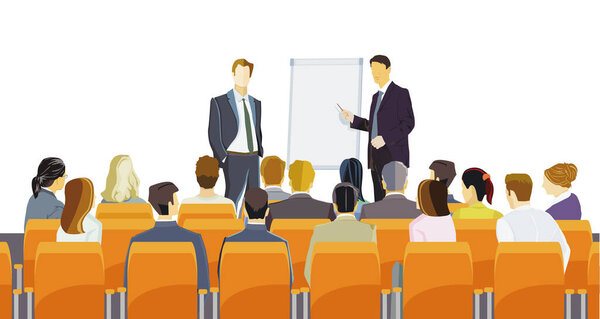 Бизнес-семинар, презентация, конференция, иллюстрация