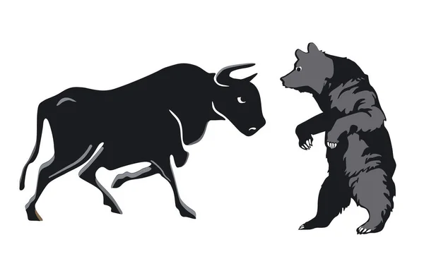 Mercado Bolsista Urso Touro Ilustração — Vetor de Stock