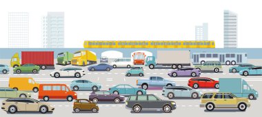 Karayolu taşımacılığı, demiryolu taşımacılığı illüstrasyonu