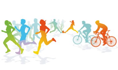 Sporcu, koşucu, futbolcu, bisikletçi, illüstrasyon