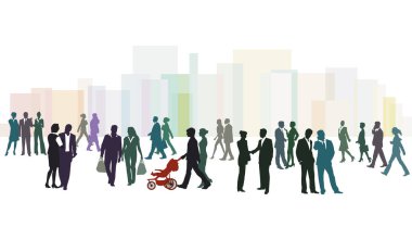 Şehirdeki insanlar. resimleme