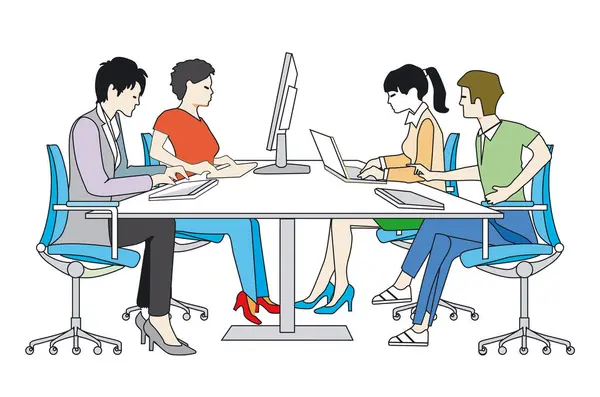 Working Group People Illustration — Stock Vector
