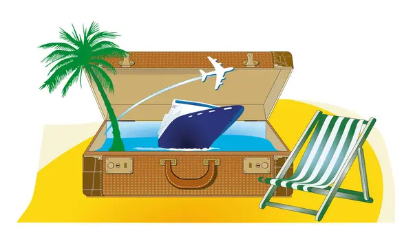 Vacation Travel Luggage Illustration — Stock Vector