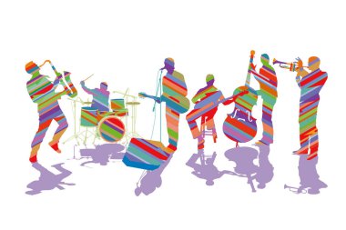 Sahnedeki müzik grubu izole edilmiş