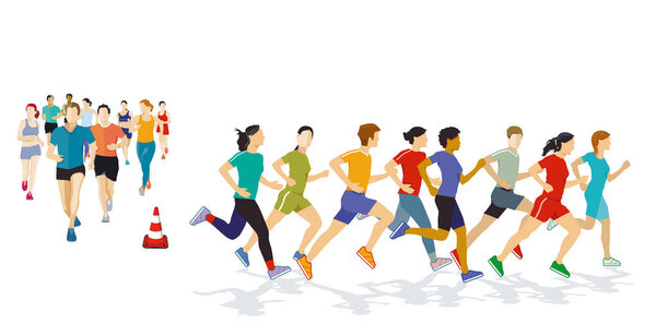 Иллюстрация группы бегунов