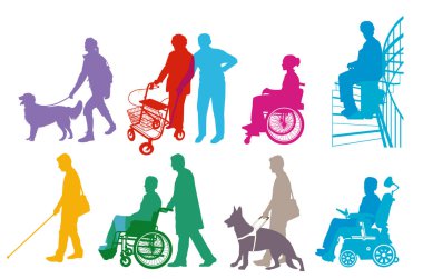 Yürüme desteği olan engelli insanlar, izole edilmiş