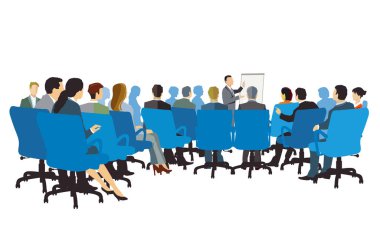 Eğitim ve seminerdeki insanlar, illüstrasyon