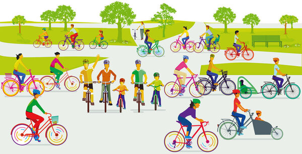 Велогонщики на велосипедных дорожках