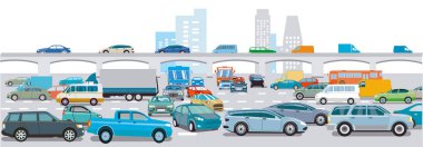 Otoyol çizimi olan büyük bir şehir.