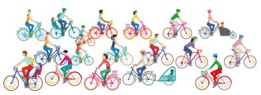 Döngü yolları illüstrasyonunda bisikletçiler