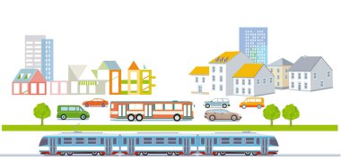 Otobüsle ve resimle şehir yolcusu taşımacılığı