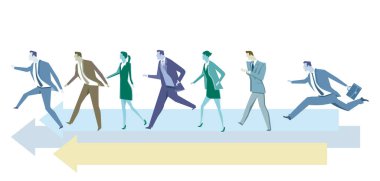 People Group Direction Progress Illustration