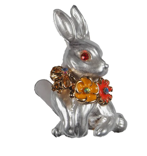 Figurina Amuleto Giocattolo Coniglio Simbolo Dell Anno Nuovo Secondo Calendario — Foto Stock