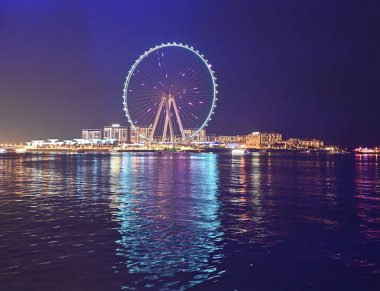 Dubai Marina at night Countless skyscrapers form the skyline of the city