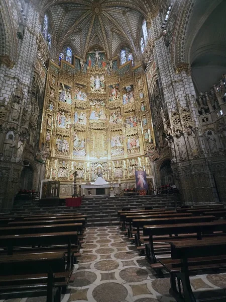 Wnętrze Katedry Najświętszej Marii Panny Toledo Hiszpania — Zdjęcie stockowe