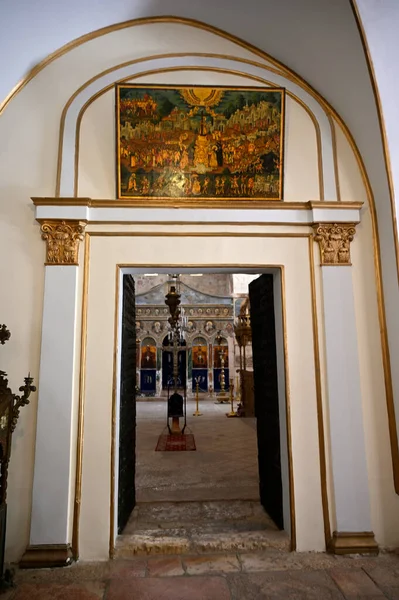 Внутренние Фрески Иконы Храме Крестовоздвиженского Монастыря Иерусалимской Православной Церкви Расположенном — стоковое фото