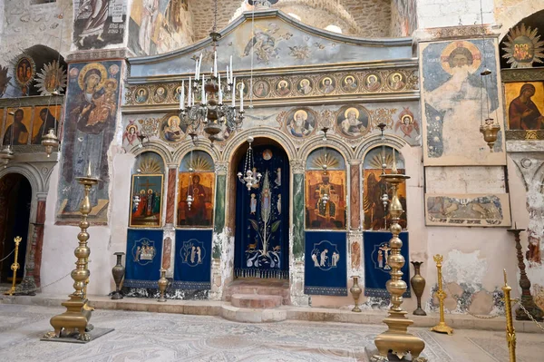 Interior Frescoes Icons Church Monastery Holy Cross Monastery Jerusalem Orthodox — Stock Photo, Image