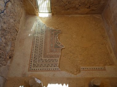 İsrail, Ölü Deniz 'in güneybatı kıyısındaki antik kalenin Masada Ulusal Parkı' nın iç kısımları. Kral Herod tarafından kışlık konak olarak inşa edildi.