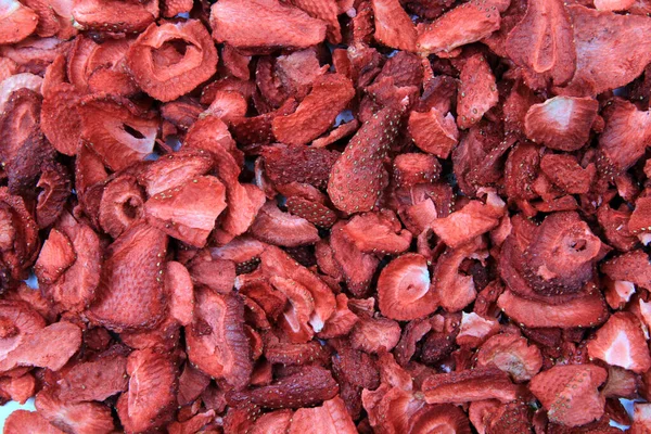 Gedroogde Aardbeien Textuur Als Mooie Gastronomische Achtergrond — Stockfoto