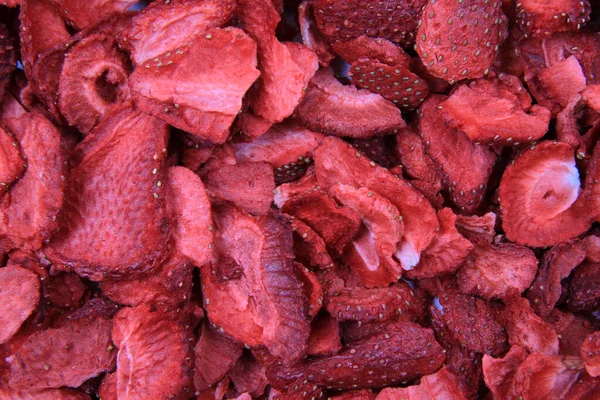 Getrocknete Erdbeeren Textur Als Schöner Gourmet Hintergrund — Stockfoto