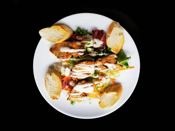 Ceasar Saláta Textúra Mint Nagyon Szép Élelmiszer Háttér — Stock Fotó