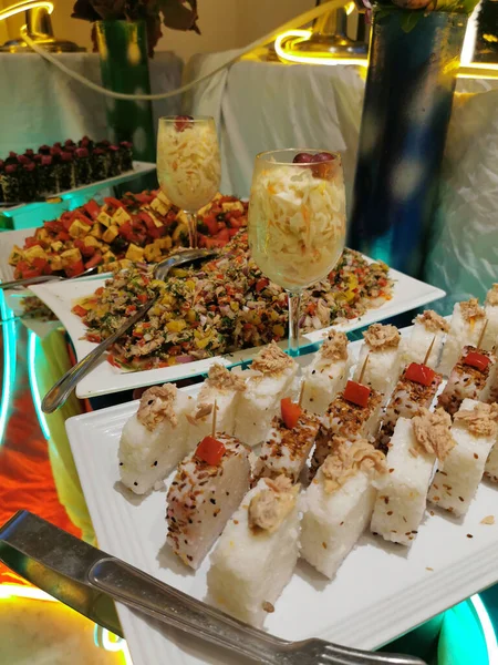 Grand Dîner Sushi Poisson Comme Fond Nourriture Agréable — Photo