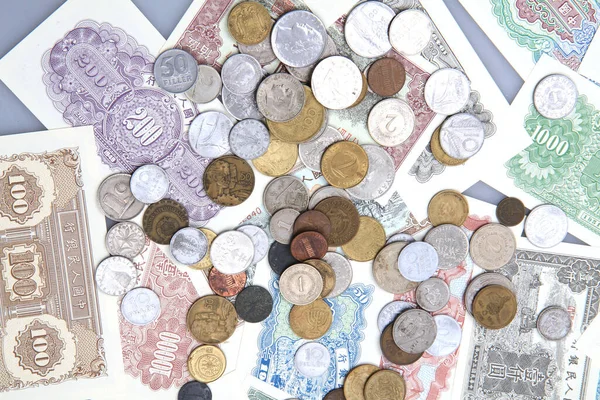 Colección Monedas Billetes Diferentes Como Fondo Agradable —  Fotos de Stock