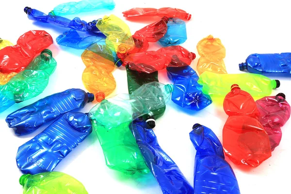 Много Пластиковых Бутылок Переработки Изолированы Белом Фоне — стоковое фото