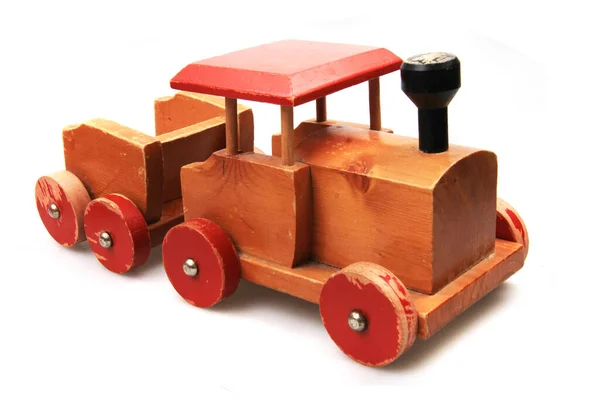 Starý Dřevěný Vlak Izolovaný Bílém Pozadí — Stock fotografie