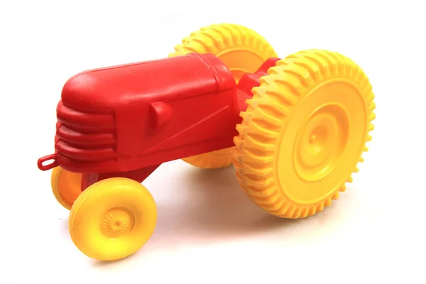 Old Vintage Plastic Tractor Isolated White Background — Stock Photo, Image