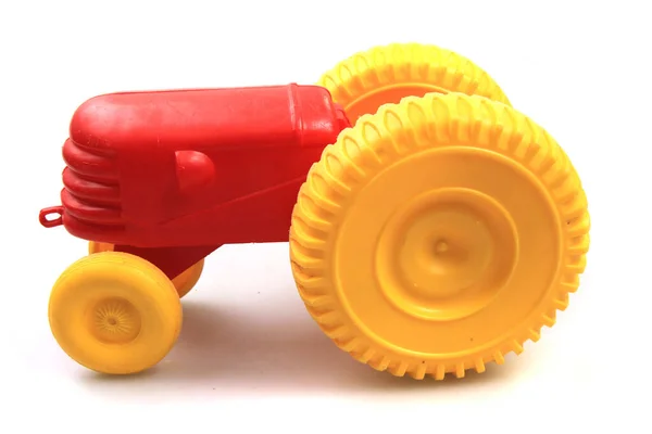 Old Vintage Plastic Tractor Isolated White Background — Stock Photo, Image
