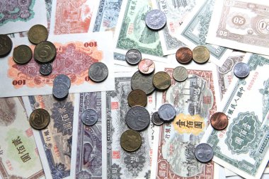 banknotlar ve madeni para dokusu finansal arka plan olarak