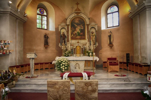 Samll Iglesia Checa Interior Como Lugar Uthentic Agradable — Foto de Stock
